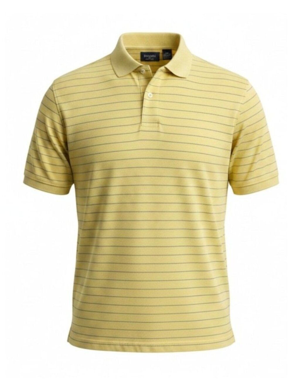 Haggar Men's XL Yellow Striped Polo Shirt Cotton Polyester Short Sleeve Preppy